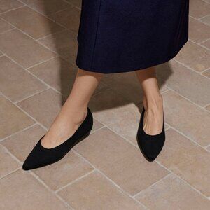 VIVAIA Black Pointed-Toe Water Repellent Ballet Flats (Aria 5°)